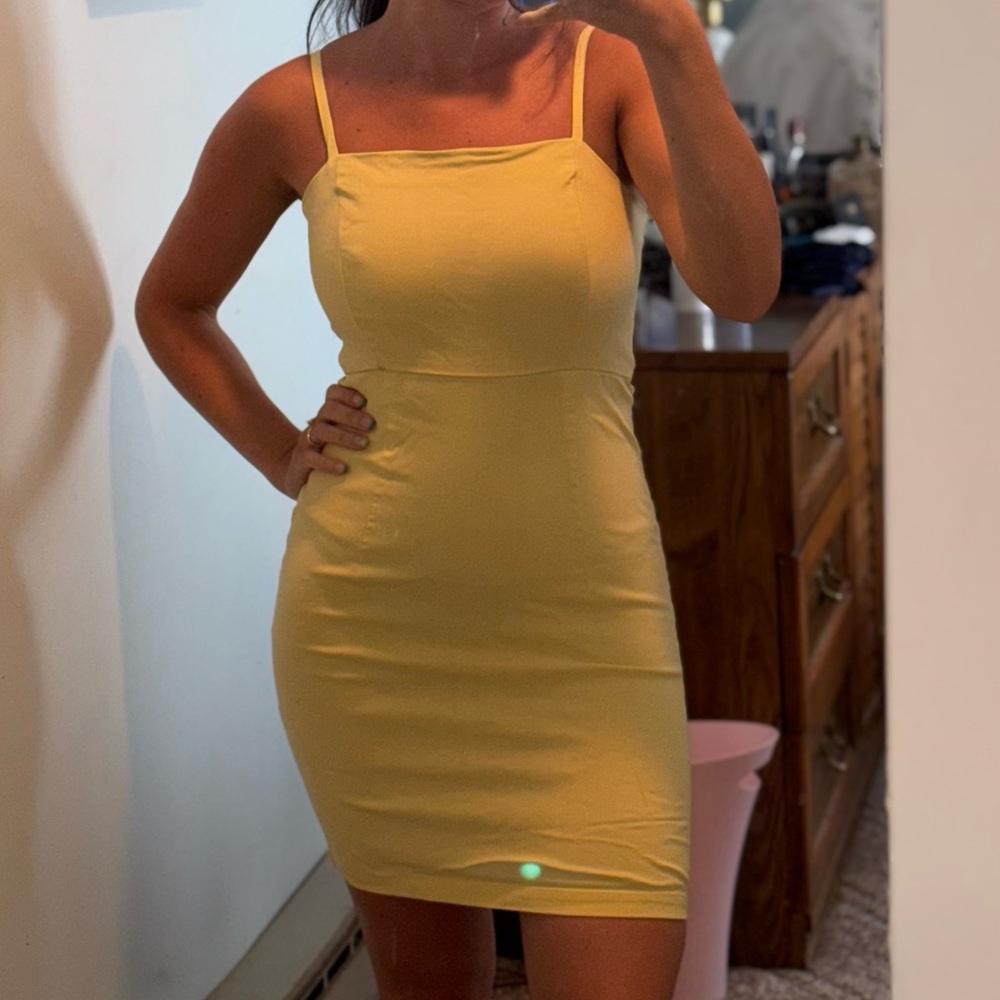 Forever 21 Yellow Spaghetti Strap Bodycon Mini Dress